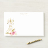 Roze Goud Parisiaanse Chic Monogram Post-it® Notes (Op bureau)