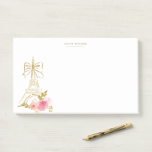 Roze Goud Parisiaanse Chic Monogram Post-it® Notes (Op bureau)