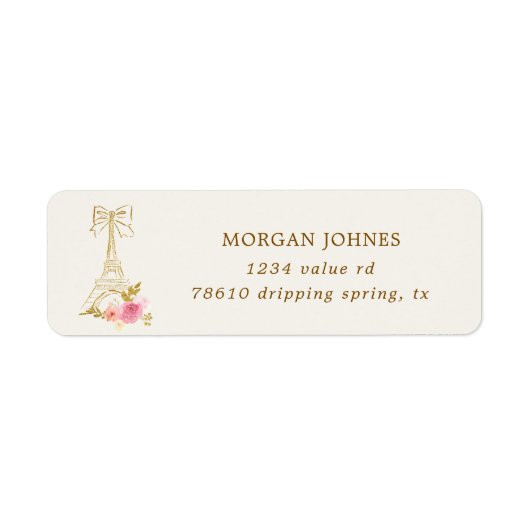 Roze Goud Parisiaanse Chic Retouradres Etiket (Voorkant)