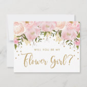 Roze Goud Pastel Bloemachtig Wees Mijn Bloemenmeis Kaart (Voorkant)