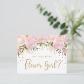 Roze Goud Pastel Bloemachtig Wees Mijn Bloemenmeis Kaart (Staand voorkant)