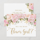 Roze Goud Pastel Bloemachtig Wees Mijn Bloemenmeis Kaart (Voorkant / Achterkant)