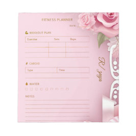 Roze goud pastel waterverf fitness planner notitieblok