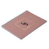 Roze Goud Persoonlijke Monogram Sjabloon Notitieboek (Linkerzijde)