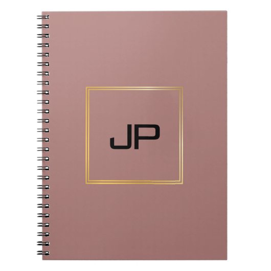Roze Goud Persoonlijke Monogram Sjabloon Notitieboek (Voorkant)