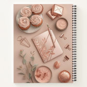 Roze Goud Plat Liggen met Blush Kantoor en Snoepje Notitieboek (Achterkant)
