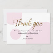 Roze Goud Polkadot Baby shower Dank u Kaart (Voorkant)