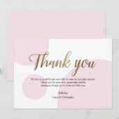 Roze Goud Polkadot Baby shower Dank u Kaart (Voorkant / Achterkant)