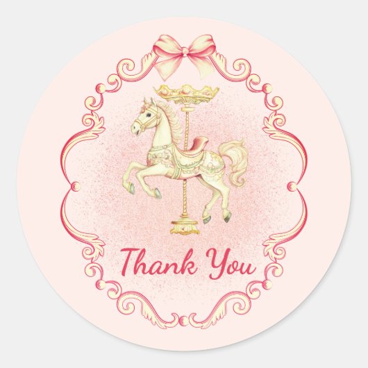 Roze & Goud Pony -Dank u Stickers (Voorkant)