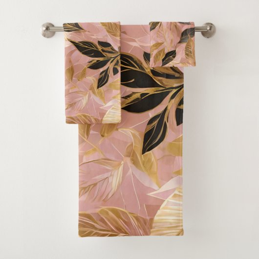 Roze Goud Populair Boho Leaves Collectie Bad Handdoek (Insitu)