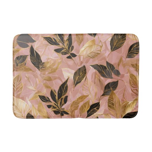 Roze Goud Populair Boho Leaves Collectie Badmat (Voorkant)