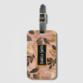 Roze Goud Populair Boho Leaves Collectie Bagagelabel (Voorkant (verticaal))