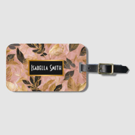 Roze Goud Populair Boho Leaves Collectie Bagagelabel