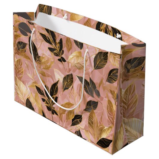 Roze Goud Populair Boho Leaves Collectie Groot Cadeauzakje (Achterkant Gekanteld)