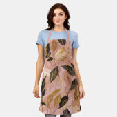 Roze Goud Populair Boho Leaves Collectie Schort (Gedragen)