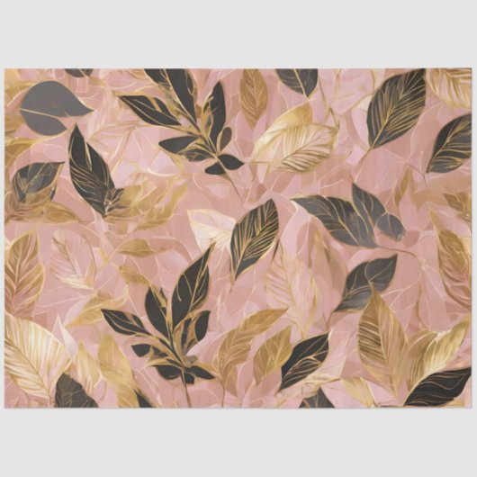 Roze Goud Populair Boho Leaves Collectie Tissuepapier (Voorkant)