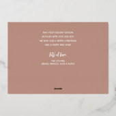 Roze Goud Prettig Kerstmis Script Folie Feestdagenkaart (Achterkant)