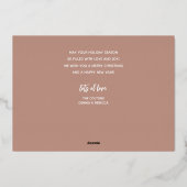 Roze Goud Prettig Kerstmis Script Folie Feestdagenkaart (Achterkant)
