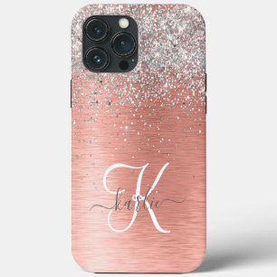 Roze Goud Pretty Meisjesachtig Zilver Glitters Gla iPhone 13 Pro Max Hoesje