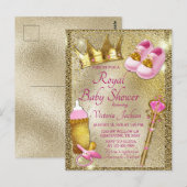 Roze Goud Princess Baby Shower Uitnodiging (Voorkant / Achterkant)
