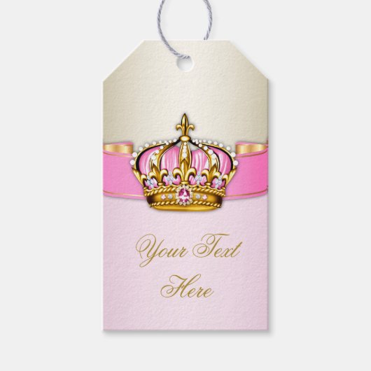 Roze Goud Prinses Baby shower Cadeaulabel (Voorkant)