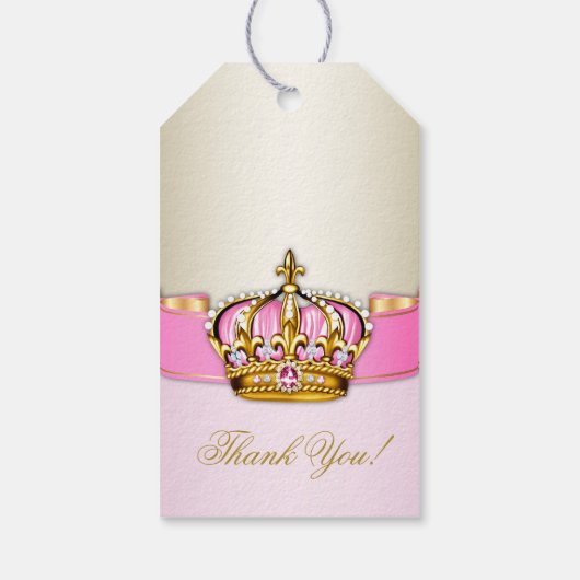 Roze Goud Prinses Baby shower Cadeaulabel (Achterkant)