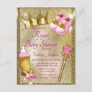 Roze Goud Prinses Baby shower Invitation Briefkaart