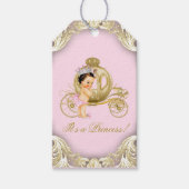 Roze Goud Prinses Carriage Baby shower Cadeaulabel (Voorkant)