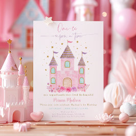 Roze Goud Prinses Kasteel eerste verjaardag Kaart