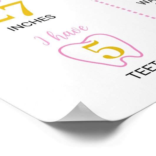 Roze Goud Prinses Kasteel Verjaardag Milestone tek Poster (Hoek)