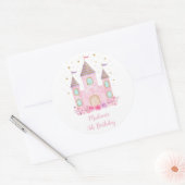 Roze Goud Prinses Kasteel Verjaardag Ronde Sticker (Envelop)