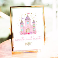 Roze Goud Prinses Kasteel Verjaardag Treats Sign