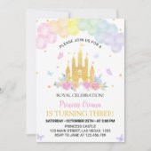 Roze Goud Prinses Kasteel Verjaardag Uitnodiging (Voorkant)