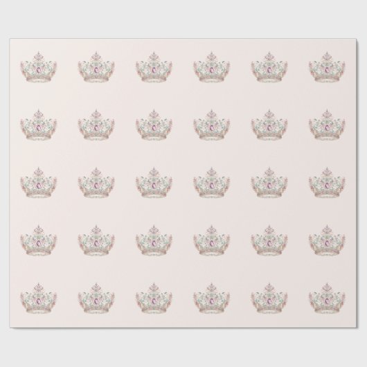 Roze Goud Prinses Kroon Sprookje Verjaardag Cadeaupapier (Vlak)