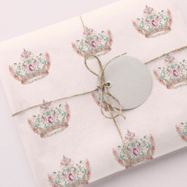 Roze Goud Prinses Kroon Sprookje Verjaardag Cadeaupapier