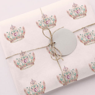 Roze Goud Prinses Kroon Sprookje Verjaardag Cadeaupapier
