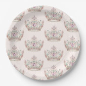 Roze Goud Prinses Kroon Sprookje Verjaardag Papieren Bordje (Voorkant)
