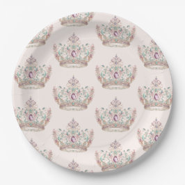 Roze Goud Prinses Kroon Sprookje Verjaardag Papieren Bordje