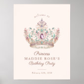 Roze Goud Prinses Kroon Sprookje Verjaardagsteken Poster (Voorkant)