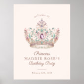 Roze Goud Prinses Kroon Sprookje Verjaardagsteken Poster (Voorkant)