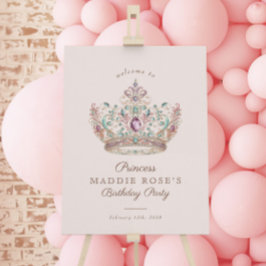 Roze Goud Prinses Kroon Sprookje Verjaardagsteken Poster