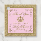 Roze Goud Prinses Kroon Tiara Baby shower Bedankjes Labels (Voorkant)
