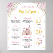 Roze Goud Prinses Kroon Verjaardag Mijlpaal teken Poster (Voorkant)