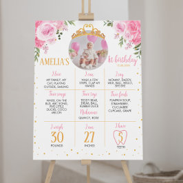 Roze Goud Prinses Kroon Verjaardag Mijlpaal teken Poster