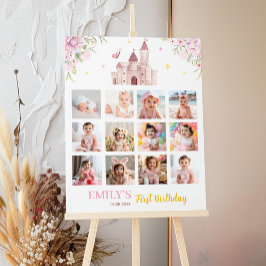 Roze Goud Prinses Kroon Verjaardag Mijlpaal teken Poster