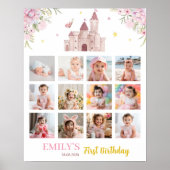 Roze Goud Prinses Kroon Verjaardag Mijlpaal teken Poster (Voorkant)