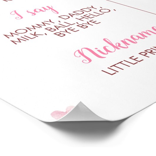 Roze Goud Prinses Kroon Verjaardag Mijlpaal teken Poster (Hoek)