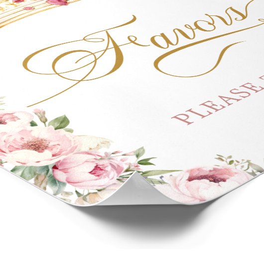 Roze Goud Prinses Kroongunsten Baby shower Poster (Hoek)