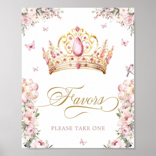 Roze Goud Prinses Kroongunsten Baby shower Poster (Voorkant)