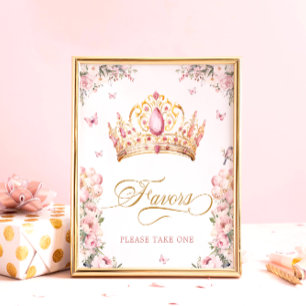 Roze Goud Prinses Kroongunsten Baby shower Poster